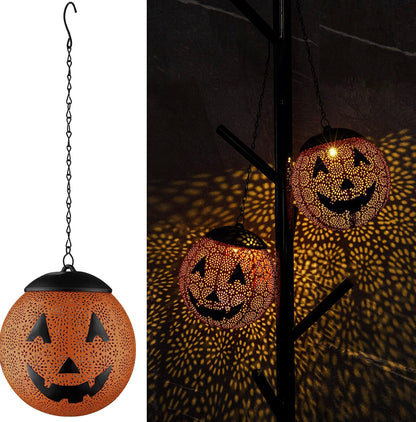 Lanterne solaire suspendue d'extérieur Lighteme pour Halloween, lanterne décorative de jardin en métal, LED solaire, étanche, ronde