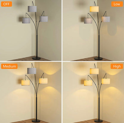 Lighteme Moderne Bogen-Stehlampe mit Marmorsockel – 3 Lichter, die von hinten über der Couch hängen – Mehrflammige, bogenförmige Baumlampe – Ölgeriebene Bronze