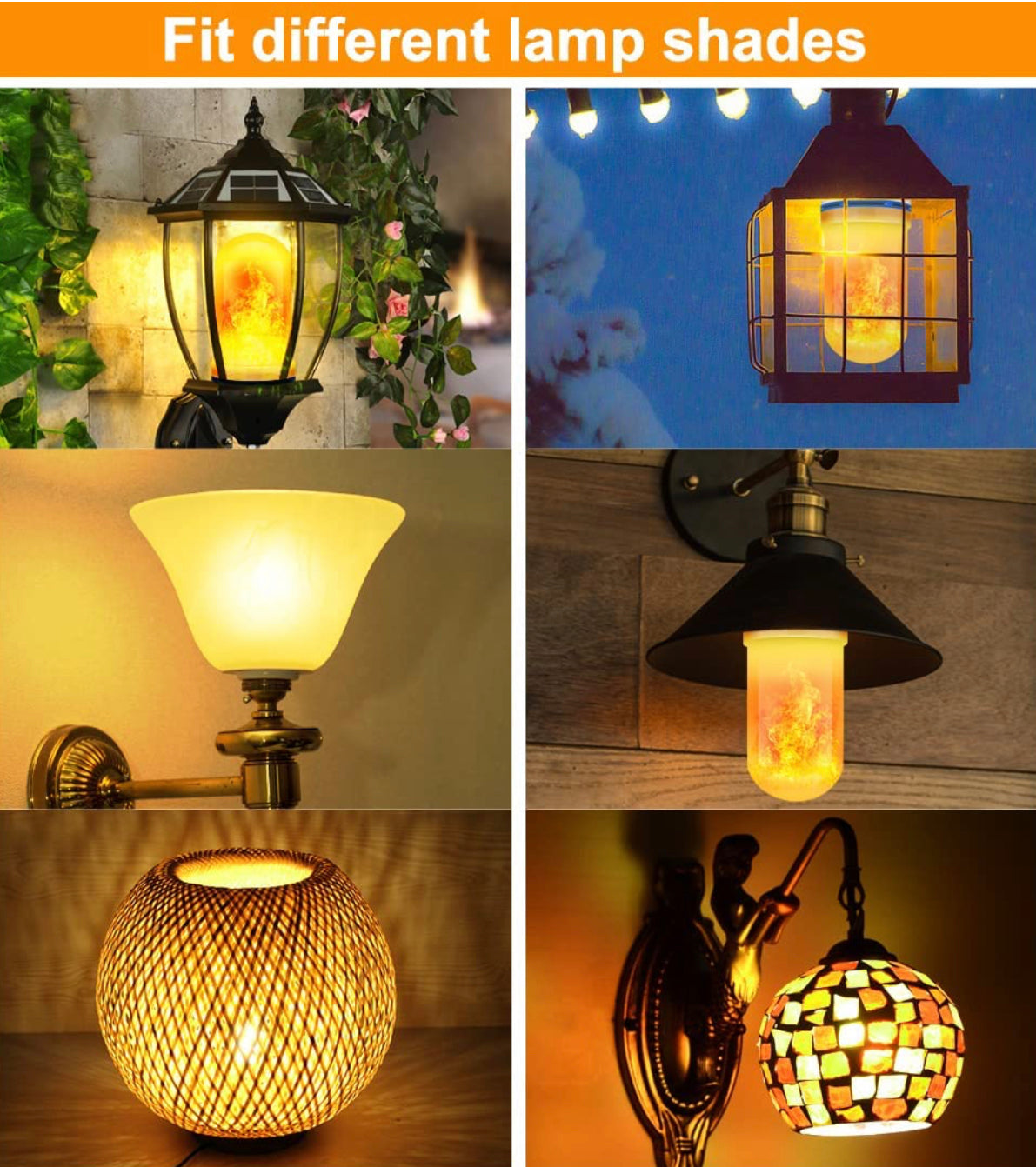 Lighteme LED-Flammenglühbirne, 4 Modi, flackernde Glühbirnen mit Upside-Down-Effekt (4er-Pack) 