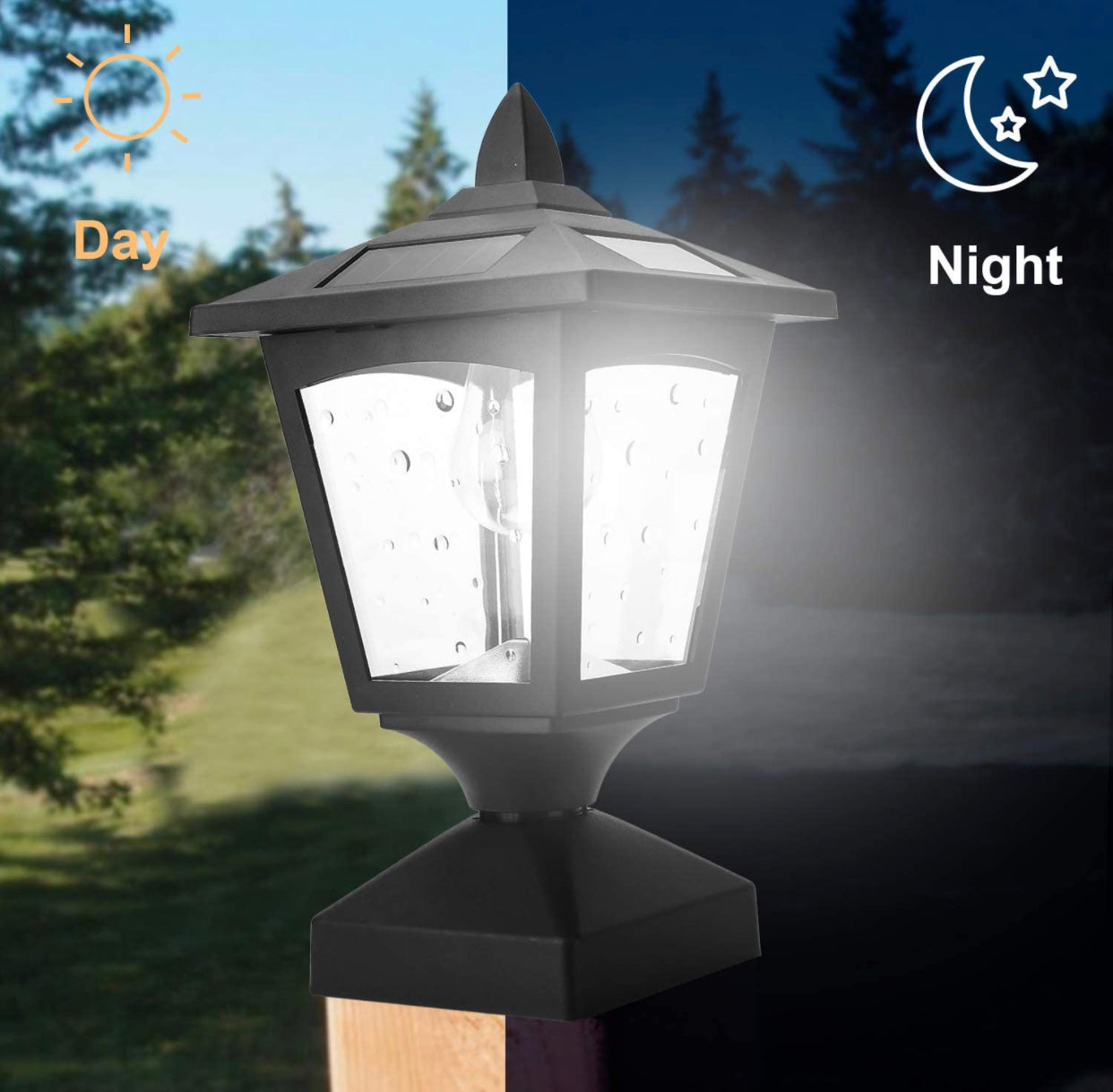 Lighteme Solar-Pfostenkappenleuchten für den Außenbereich, für Holzzaunpfosten, Gehwege, Terrassen, 2 Stück