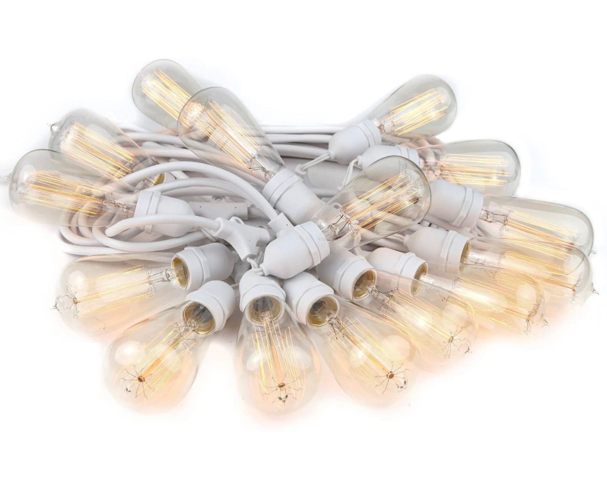 Lighteme 48Ft Pro Vintage Edition Plug-In Outdoor Heavy Quality Commercial String Lights-15 Bulbs