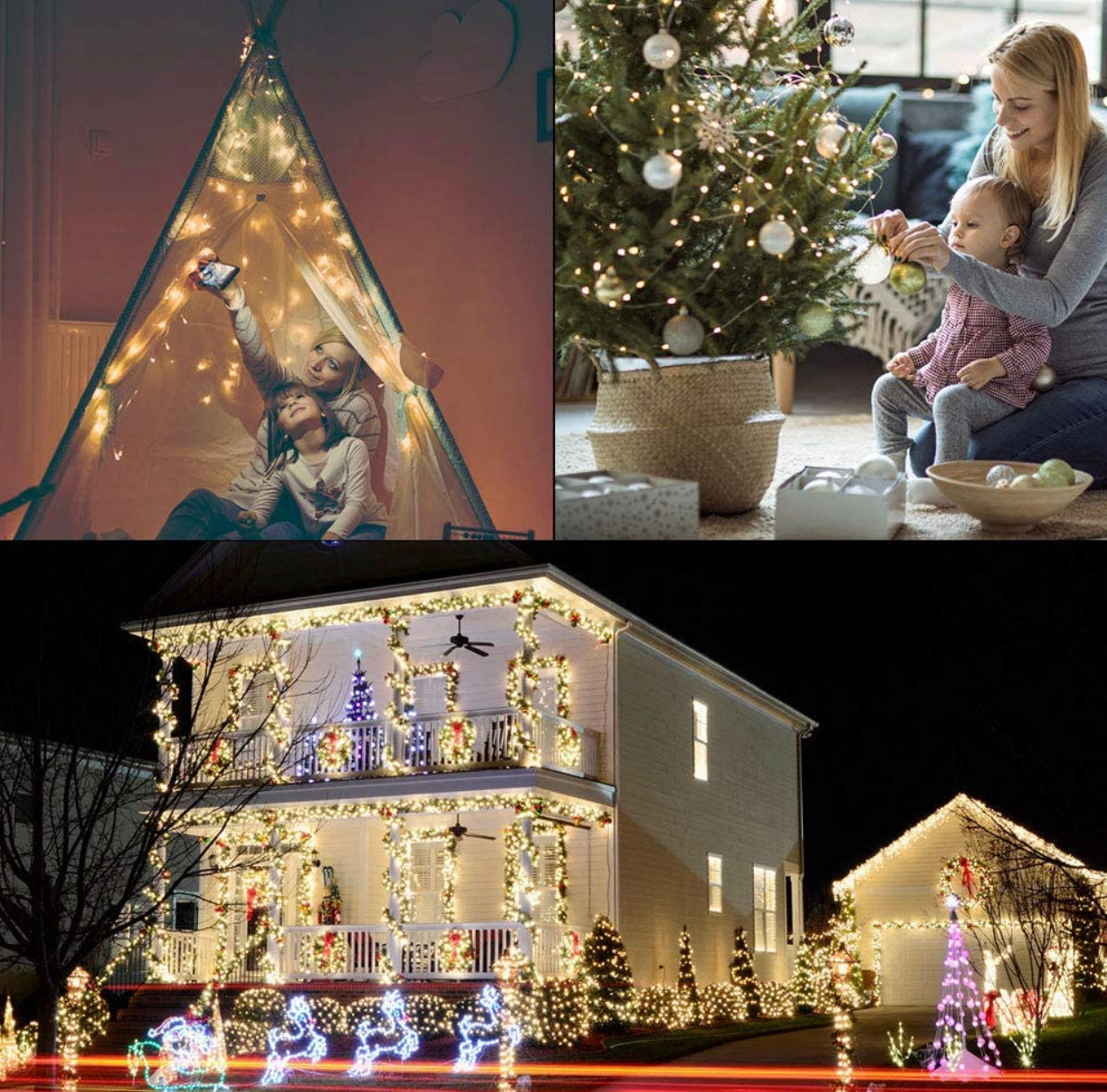 Guirlande lumineuse solaire d'extérieur Lighteme, lot de 2, fil de cuivre, étanche, avec 8 modes d'éclairage