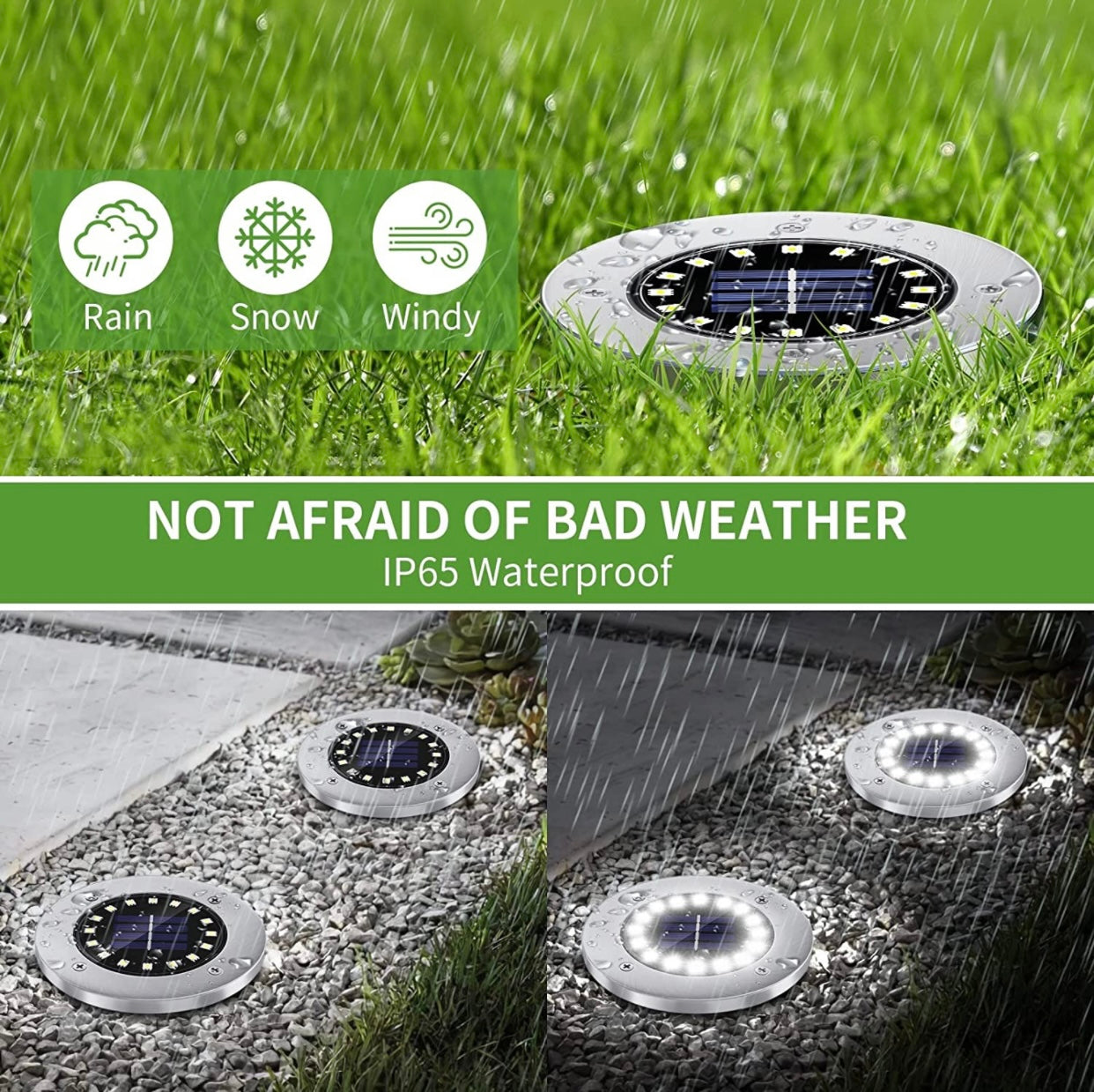 Lighteme Solar Garden Disk Lights 16LED Solar Ground Lights Underground Lights,4 Pack-20 Lumen