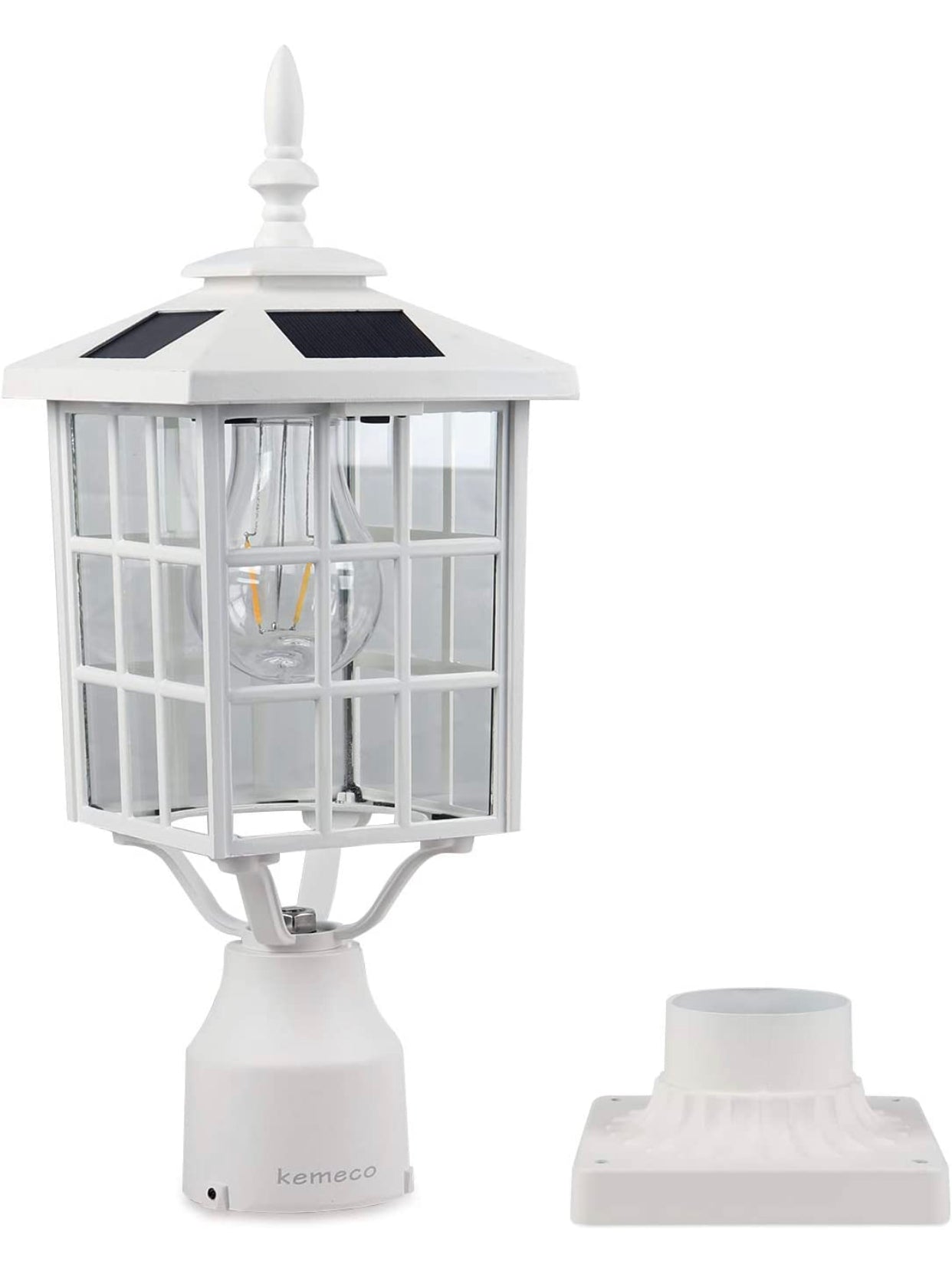 Lighteme LED-Solar-Pfostenleuchte aus Aluminiumguss mit 3-Zoll-Montagesockel für die Befestigung von Gartenpfosten im Freien 