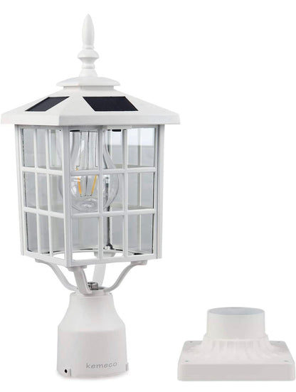 Lighteme LED-Solar-Pfostenleuchte aus Aluminiumguss mit 3-Zoll-Montagesockel für die Befestigung von Gartenpfosten im Freien 