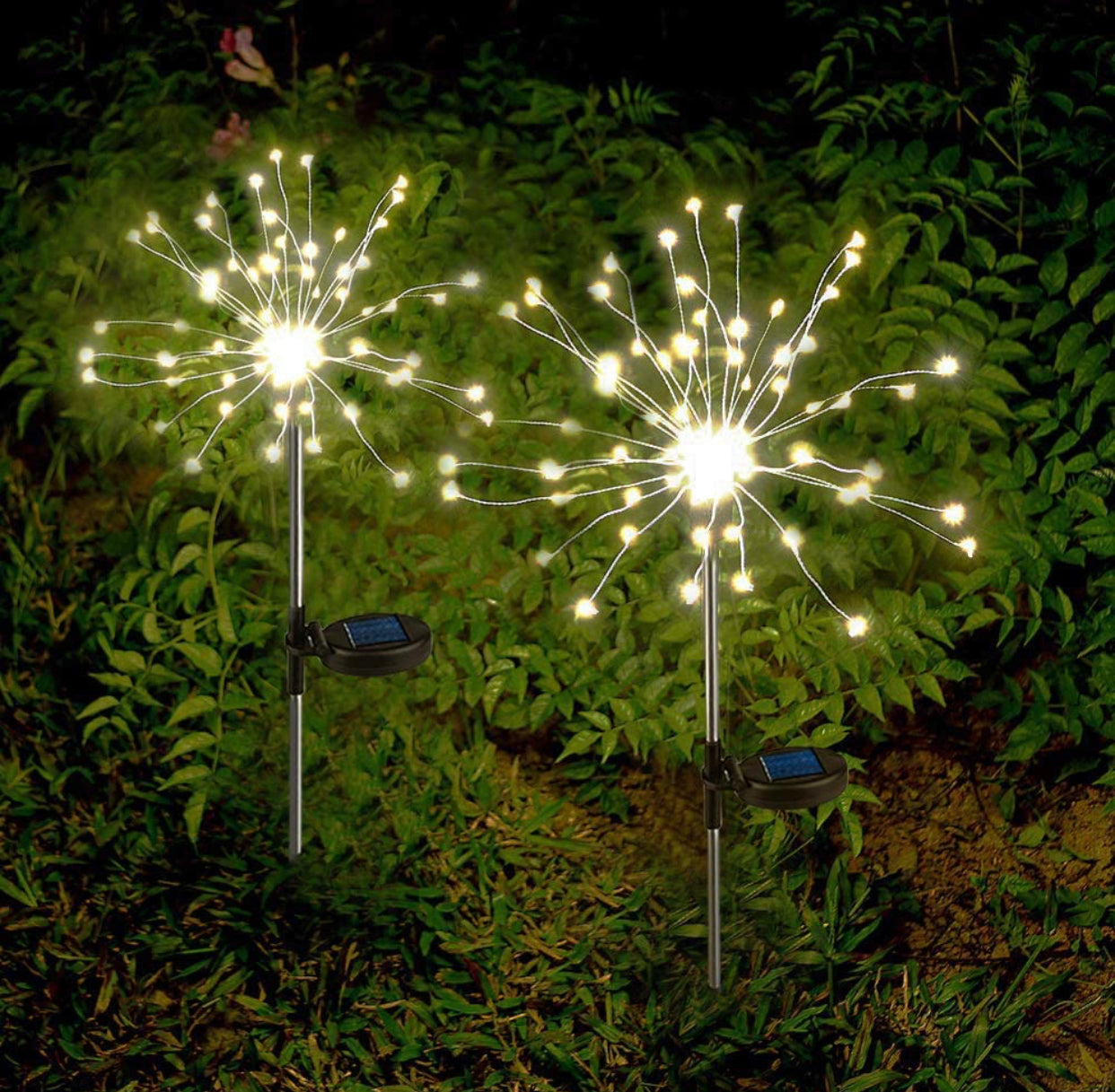 (Lot de 2) Guirlande lumineuse solaire de jardin Lighteme avec feux d'artifice et 2 modes d'éclairage : clignotant et fixe 
