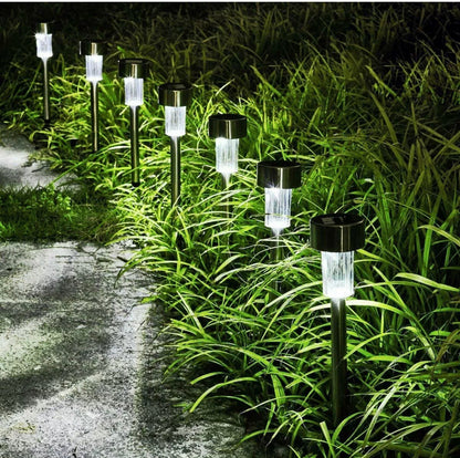 Lighteme 24 Pack Outdoor Stainless Steel Solar Power Lawn Garden Landscape Path LED Light