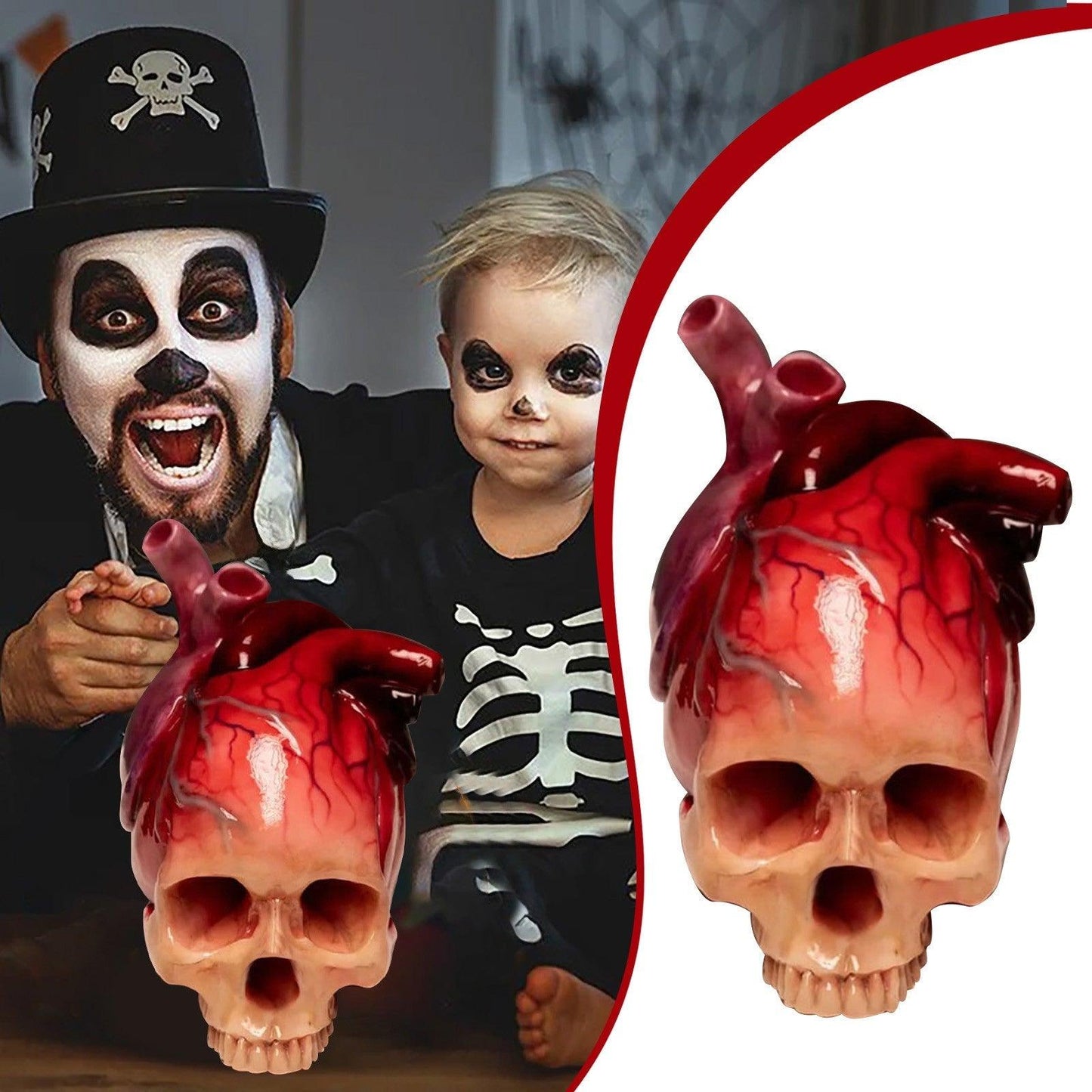 Sculpture réaliste de crâne en forme de cœur pour Halloween de Lighteme