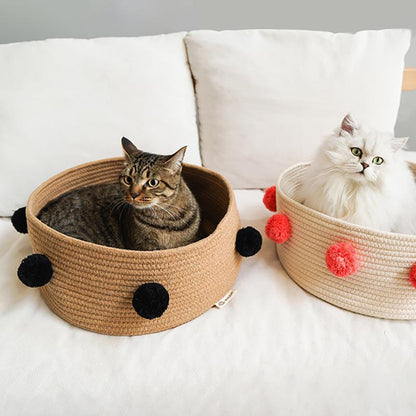 Lighteme knitting Nordic Style Pompoms Cat Bucket Nest (5 colors)
