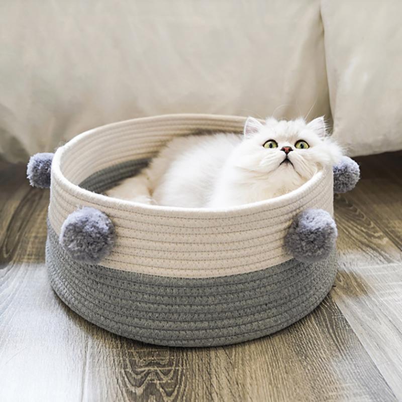 Lighteme knitting Nordic Style Pompoms Cat Bucket Nest (5 colors)