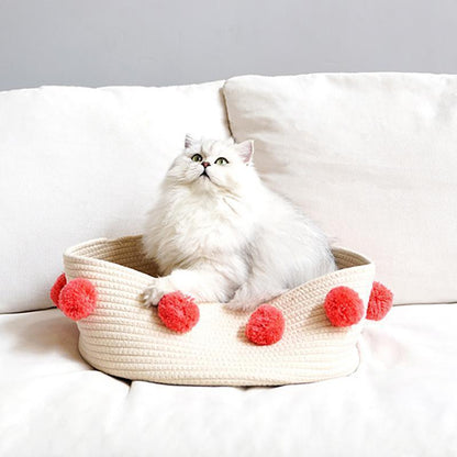Lighteme knitting Nordic Style Pompoms Cat Bucket Nest (5 colors)