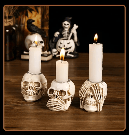 Ensemble de 3 bougeoirs en forme de crâne d'Halloween Lighteme