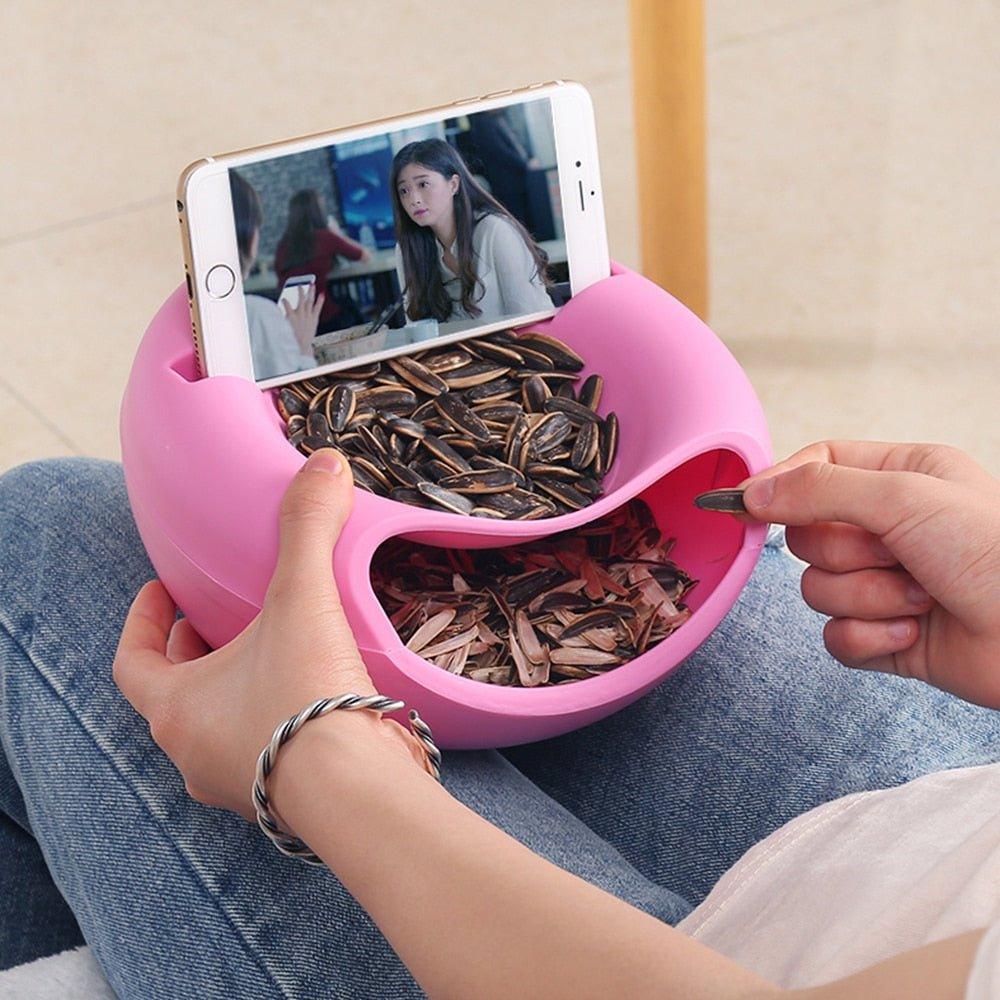 Lighteme (1+1 Gratis) Snackschale Snackschale mit Smartphone-Halter