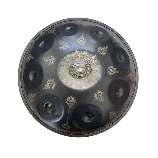 MiSoundofNature Mandala Pattern Handmade Custom F3 Nitride Steel Handpan Drum 22 Inch 9/10/11/12 Notes Hang Handpan