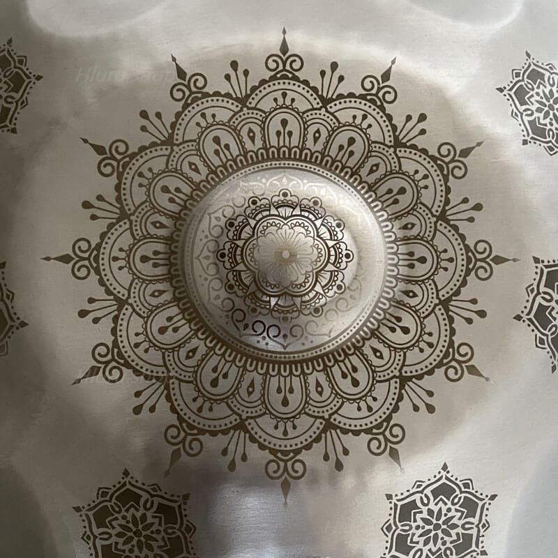 MiSoundofNature Mandala Pattern Handmade Custom F3 Stainless Steel Handpan Drum 22 Inch 9/10/11/12 Notes Hang Drum Instrument