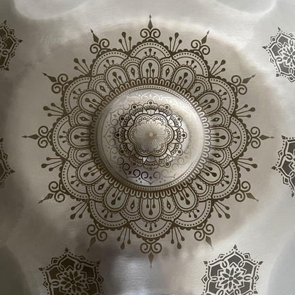 MiSoundofNature Mandala Pattern Handmade Custom F3 Stainless Steel Handpan Drum 22 Inch 9/10/11/12 Notes Hang Drum Instrument