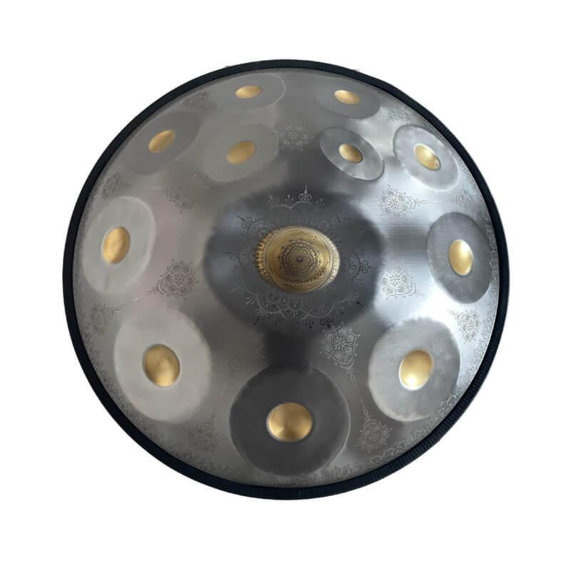 Royal Garden Mandala-Muster individuell angepasste F3 22 Zoll (12+2) Noten Handpan-Trommel aus Edelstahl/Nitridstahl