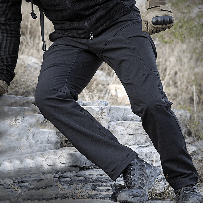 Lighteme Softshell wasserdichte taktische Hose für den Winter Schwarz
