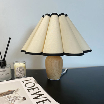 Lighteme Pleated Wooden Base Table Lamp