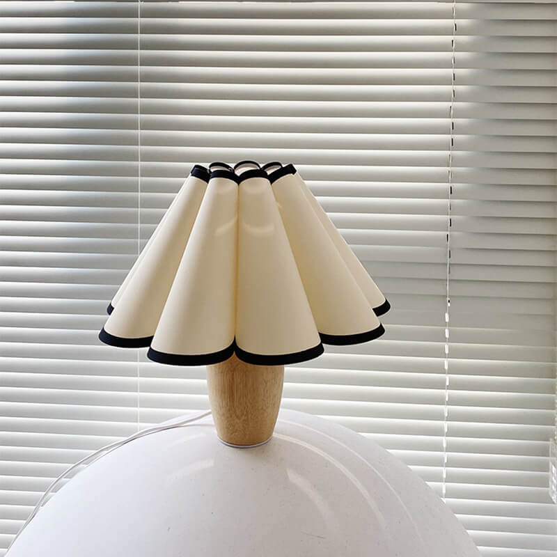 Lighteme Pleated Wooden Base Table Lamp