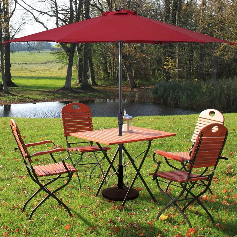 Parasol de patio solaire Lighteme de haute qualité de 10 pieds avec manivelle, lumières LED à énergie solaire, 8 parasols de plage extérieurs de protection UV fermes
