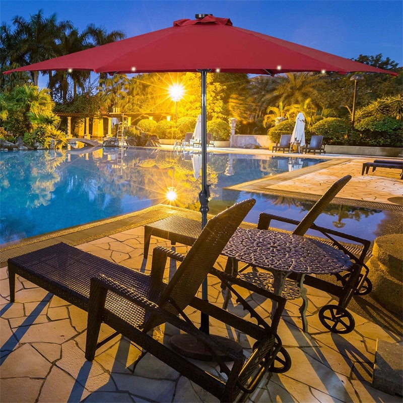 Parasol de patio solaire Lighteme de haute qualité de 10 pieds avec manivelle, lumières LED à énergie solaire, 8 parasols de plage extérieurs de protection UV fermes