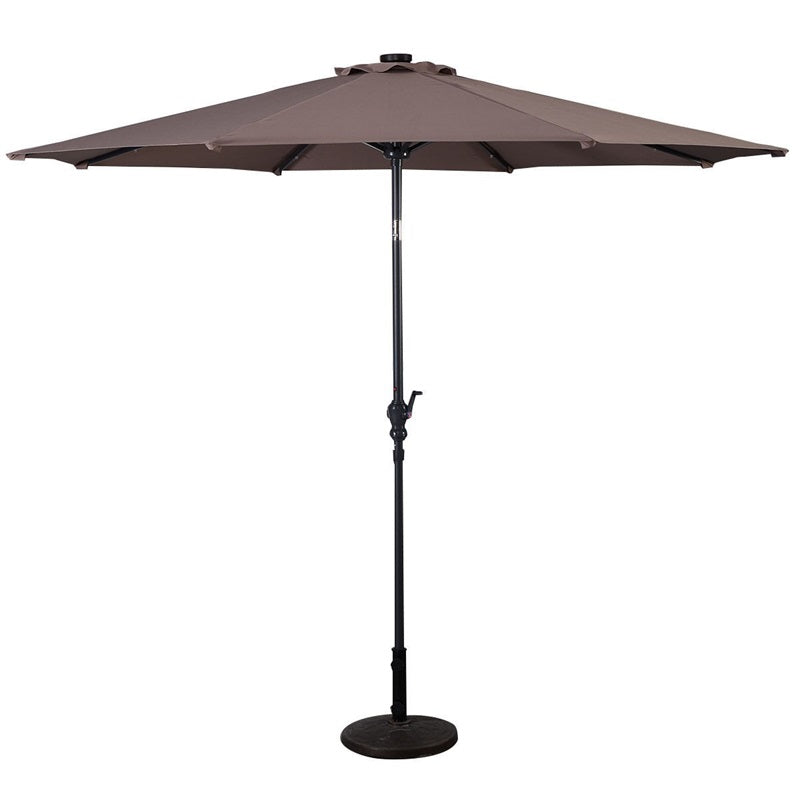 Parasol de patio solaire Lighteme de haute qualité de 10 pieds avec manivelle, lumières LED à énergie solaire, 8 parasols de plage extérieurs de protection UV fermes