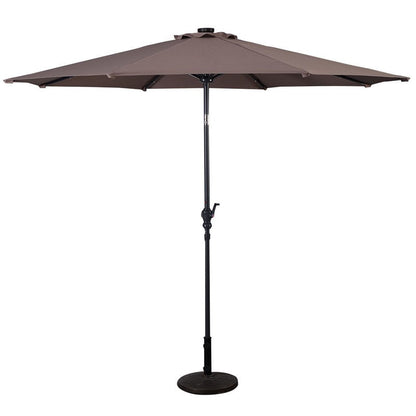 Parasol de patio solaire Lighteme de haute qualité de 10 pieds avec manivelle, lumières LED à énergie solaire, 8 parasols de plage extérieurs de protection UV fermes