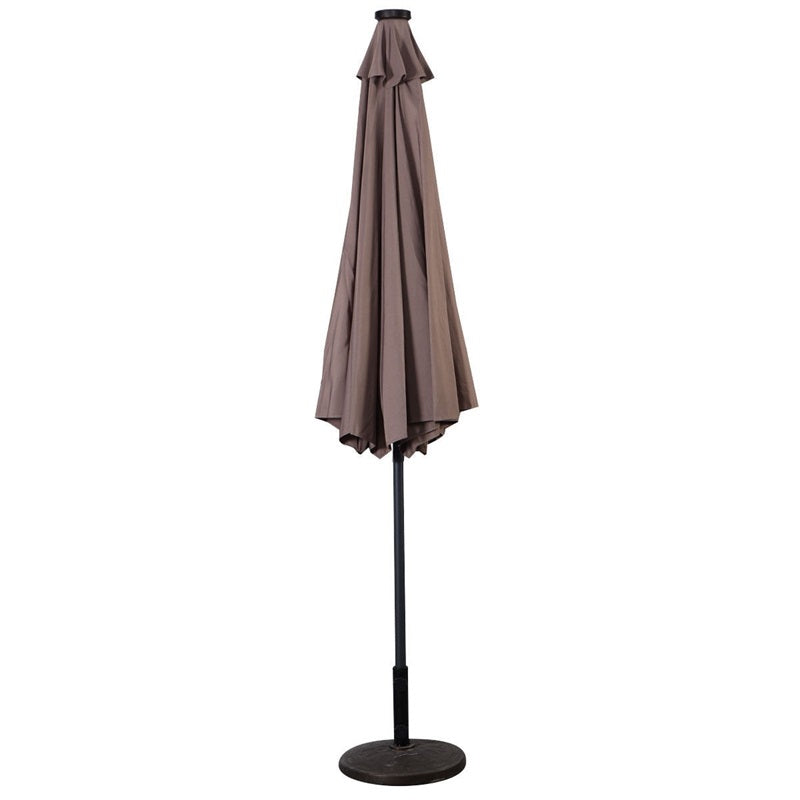 Parasol de patio solaire Lighteme de haute qualité de 10 pieds avec manivelle, lumières LED à énergie solaire, 8 parasols de plage extérieurs de protection UV fermes
