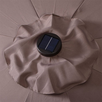 Parasol de patio solaire Lighteme de haute qualité de 10 pieds avec manivelle, lumières LED à énergie solaire, 8 parasols de plage extérieurs de protection UV fermes