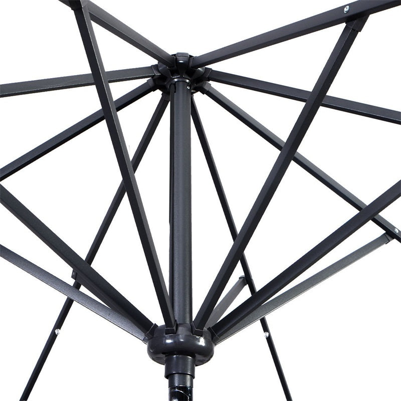 Parasol de patio solaire Lighteme de haute qualité de 10 pieds avec manivelle, lumières LED à énergie solaire, 8 parasols de plage extérieurs de protection UV fermes