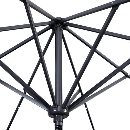 Parasol de patio solaire Lighteme de haute qualité de 10 pieds avec manivelle, lumières LED à énergie solaire, 8 parasols de plage extérieurs de protection UV fermes