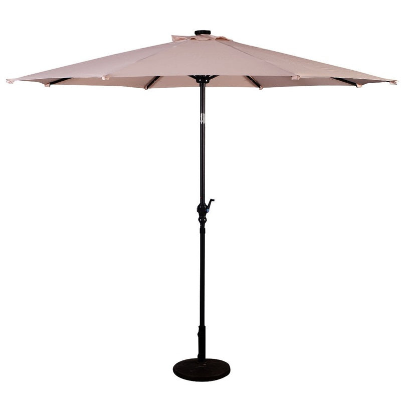Parasol de patio solaire Lighteme de haute qualité de 10 pieds avec manivelle, lumières LED à énergie solaire, 8 parasols de plage extérieurs de protection UV fermes