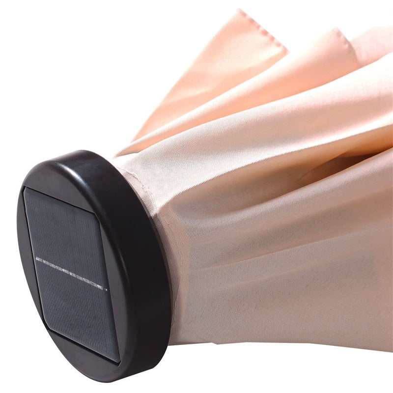 Parasol de patio solaire Lighteme de haute qualité de 10 pieds avec manivelle, lumières LED à énergie solaire, 8 parasols de plage extérieurs de protection UV fermes
