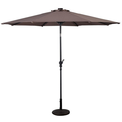 Parasol de patio solaire Lighteme de haute qualité de 10 pieds avec manivelle, lumières LED à énergie solaire, 8 parasols de plage extérieurs de protection UV fermes