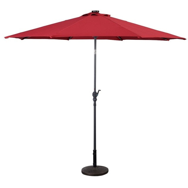 Parasol de patio solaire Lighteme de haute qualité de 10 pieds avec manivelle, lumières LED à énergie solaire, 8 parasols de plage extérieurs de protection UV fermes
