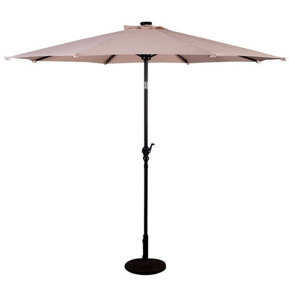 Parasol de patio solaire Lighteme de haute qualité de 10 pieds avec manivelle, lumières LED à énergie solaire, 8 parasols de plage extérieurs de protection UV fermes