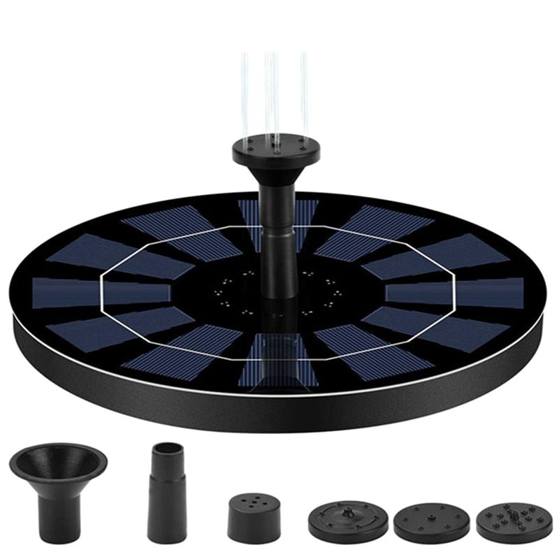Lighteme Solar-Springbrunnenpumpe, 2,5 W, kreisförmig, schwimmende Solar-Springbrunnenpumpe, eingebaute Batterie-Notstromversorgung mit 6 Düsen