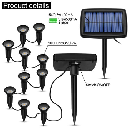 Lighteme Solar In-Ground String Pathway Lights 10-in-1