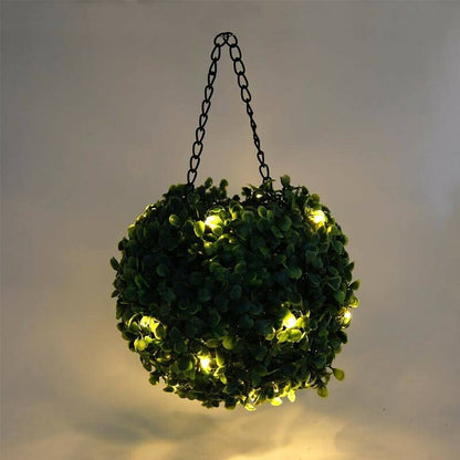Boule de gazon topiaire artificiel Lighteme avec lampes solaires, crochet inclus