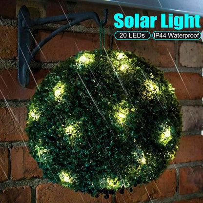 Boule de gazon topiaire artificiel Lighteme avec lampes solaires, crochet inclus