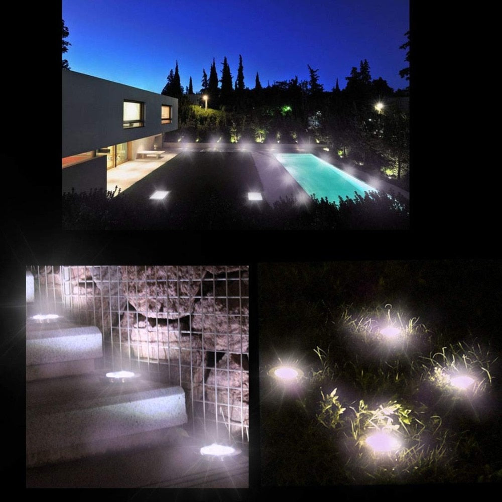 Lighteme Solar Garden Disk Lights 16LED Solar Ground Lights Underground Lights,4 Pack-20 Lumen
