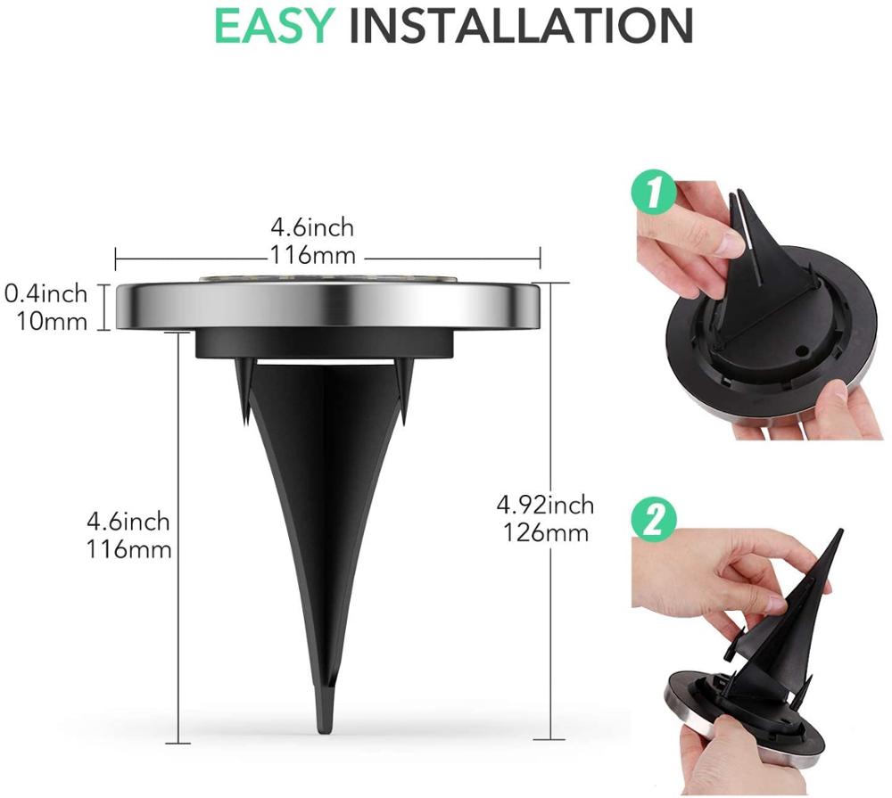 Lighteme Solar Garden Disk Lights 16LED Solar Ground Lights Underground Lights,4 Pack-20 Lumen