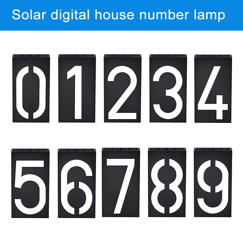 Lighteme LED Numéro de maison Énergie solaire Numérique Hotal Porte Mur Lumière Solaire Numéro d'adresse Lampe Plaque de numéro de rue personnalisée