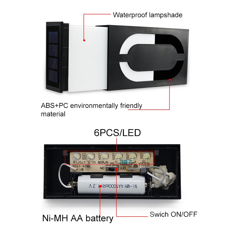 Lighteme LED Numéro de maison Énergie solaire Numérique Hotal Porte Mur Lumière Solaire Numéro d'adresse Lampe Plaque de numéro de rue personnalisée