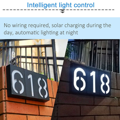 Lighteme LED Numéro de maison Énergie solaire Numérique Hotal Porte Mur Lumière Solaire Numéro d'adresse Lampe Plaque de numéro de rue personnalisée