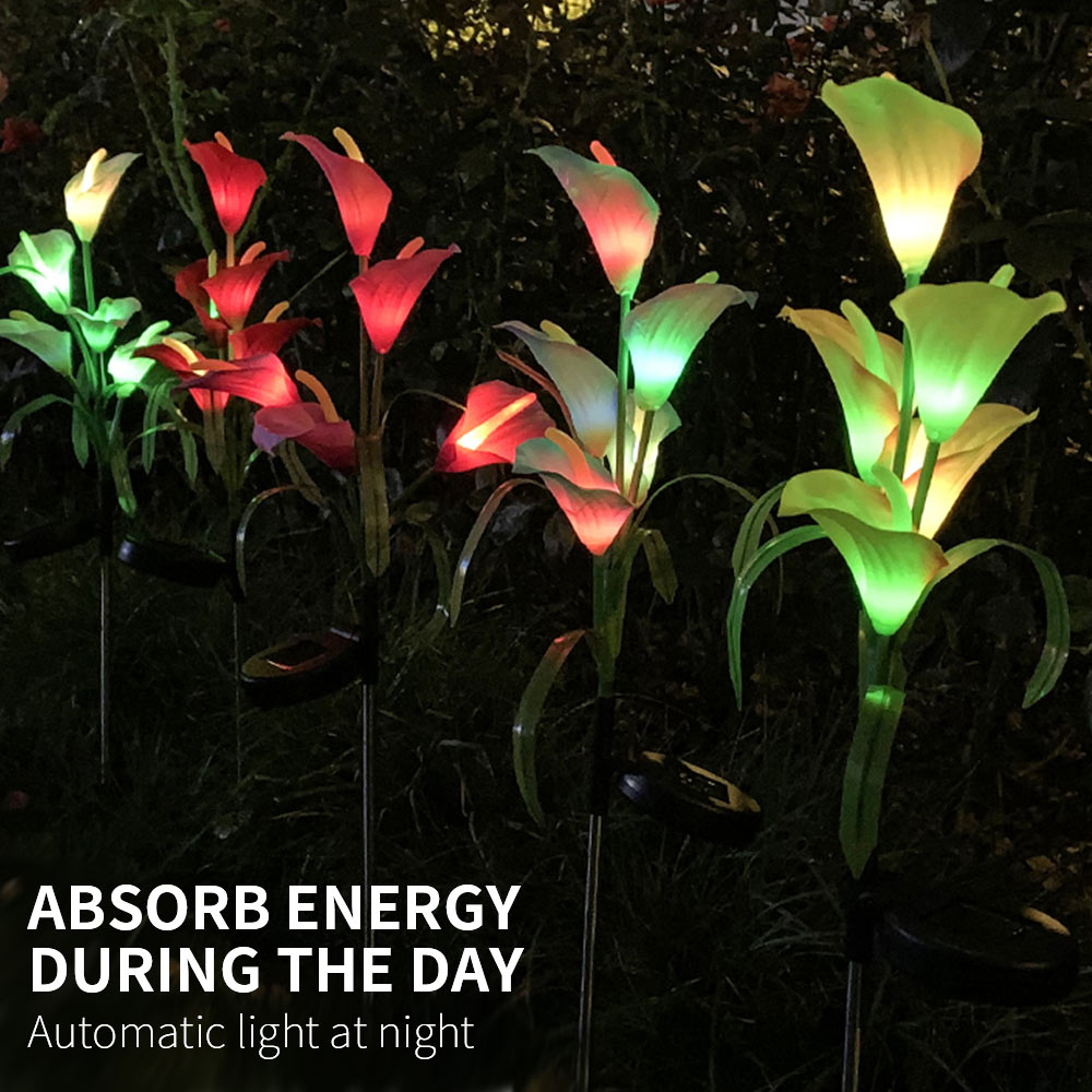 Lot de 4 lampes solaires à LED 4 couleurs Calla commun Lighteme 