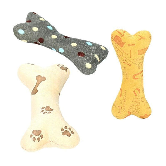 Lighteme Haustier Hunde Quietschspielzeug Cartoon Knochenförmiges Plüsch-Kauspielzeug (3 Farben)