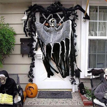 Crâne fantôme à suspendre pour Halloween avec gaze Lighteme