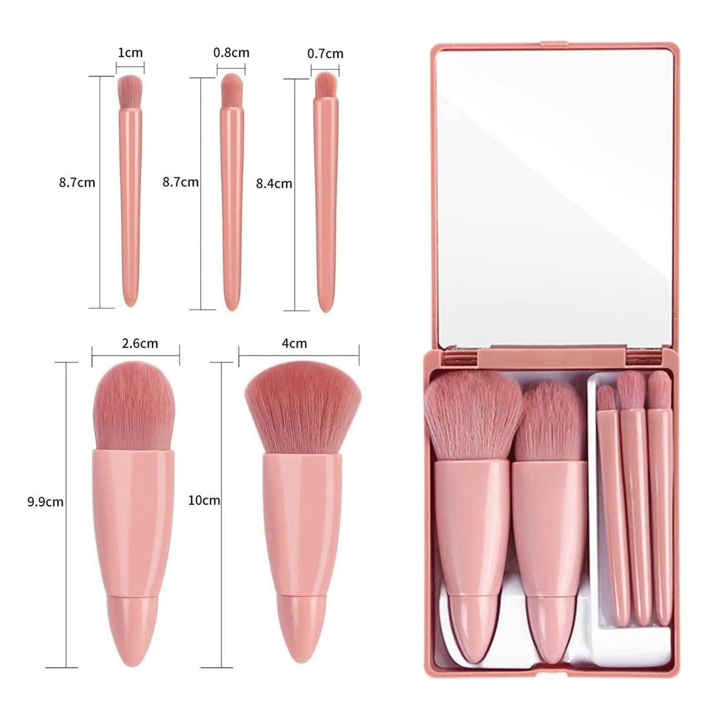 Lighteme 5-in-1-Make-up-Pinsel-Set mit Spiegel